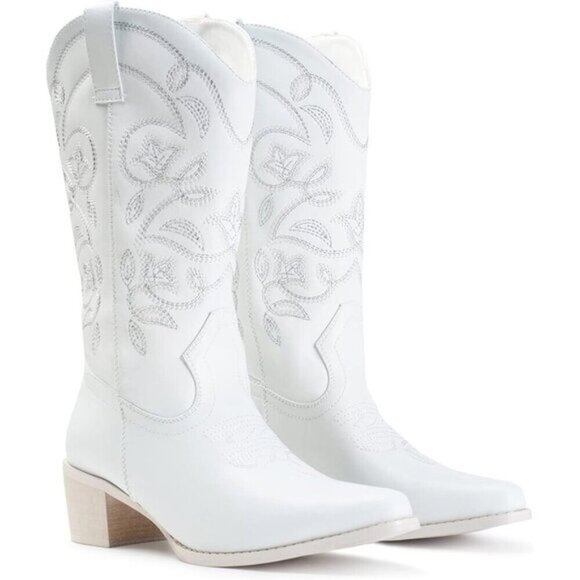 ⭐ IUV Women's Cowboy Boots | Pointy Toe Western Mid-Calf Cowgirl Boots - Picture 5 of 8